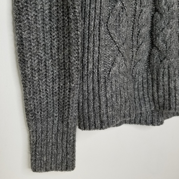 ABERCROMBIE & FITCH Fisherman Cable Knit Sweater Cowl Neck Grey Women's Small - Picture 3 of 10